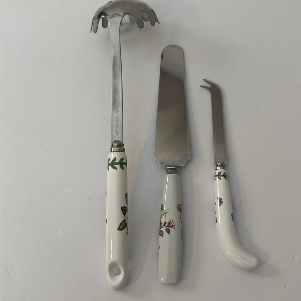 Portmeirion Botanical Garden Floral Kitchen Utensil Set & 1 Aynsley Cake Knife